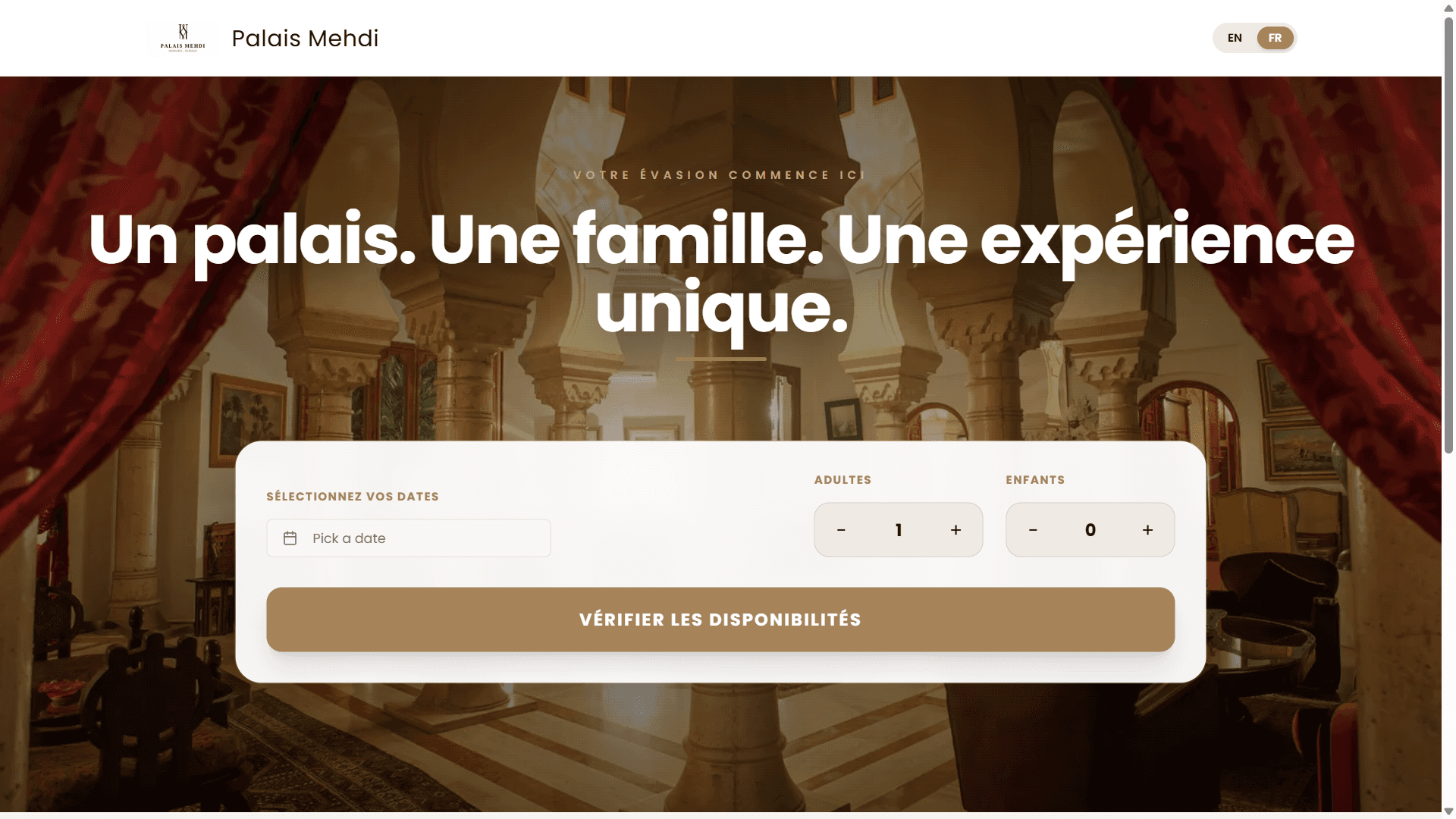 Palais Mehdi, capture du site en ligne