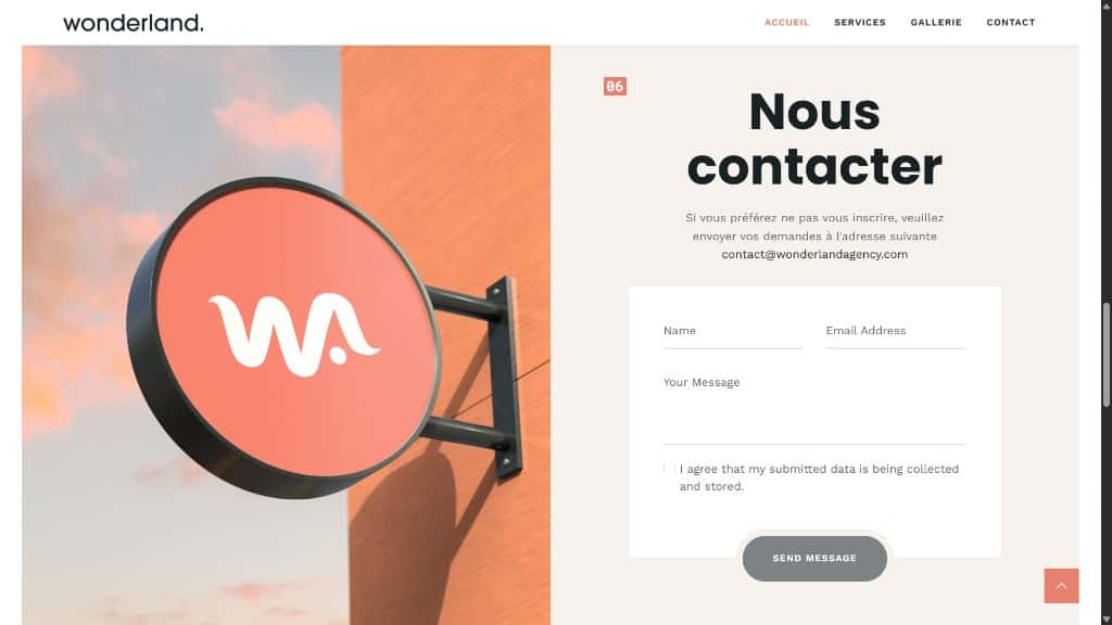 Agency Wonderland, capture du site en ligne