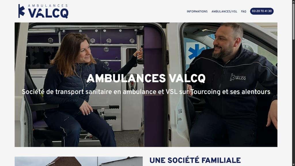 Ambulances Valcq, capture du site en ligne