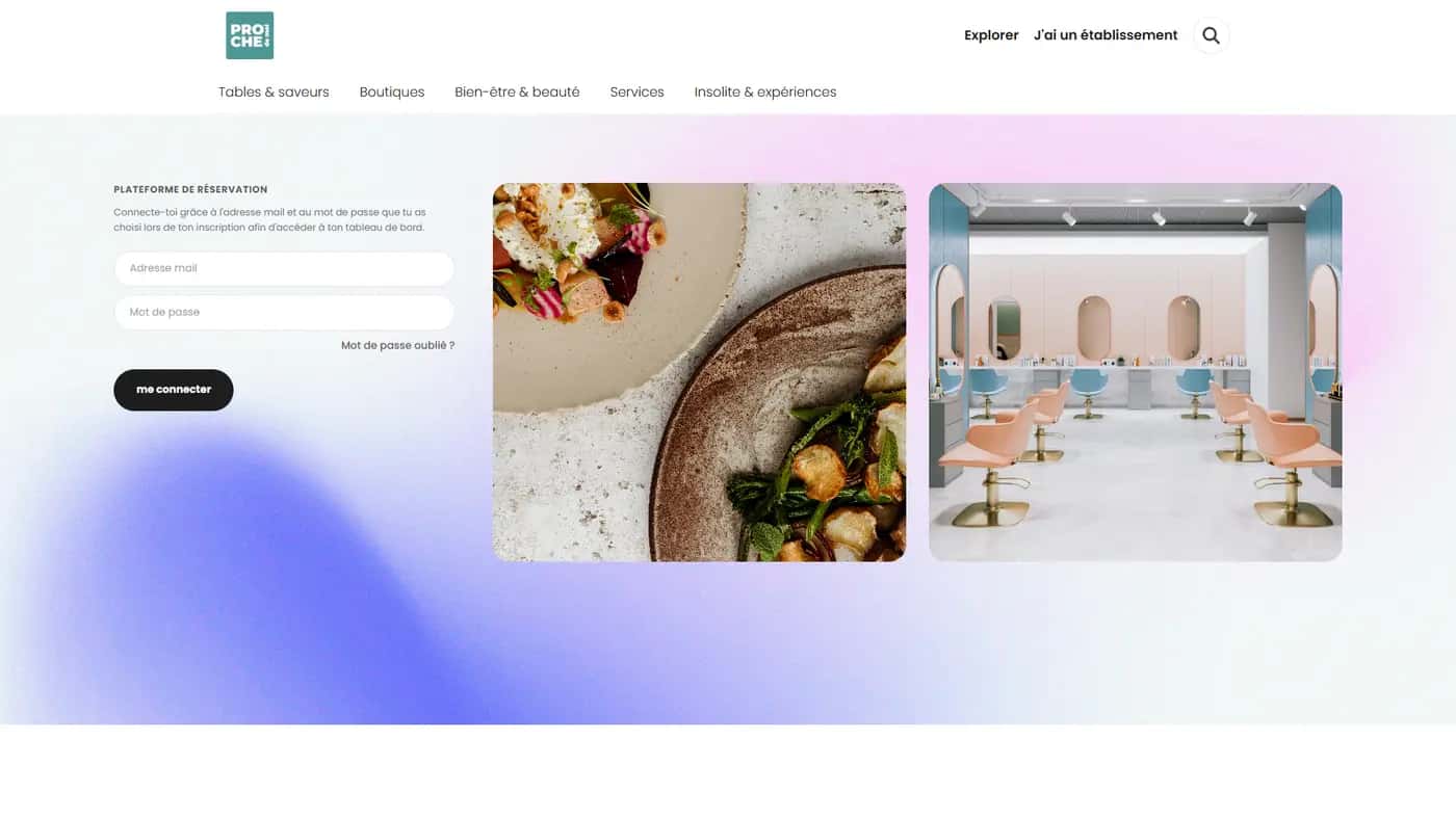 Réservation Proche de moi, capture du site en ligne