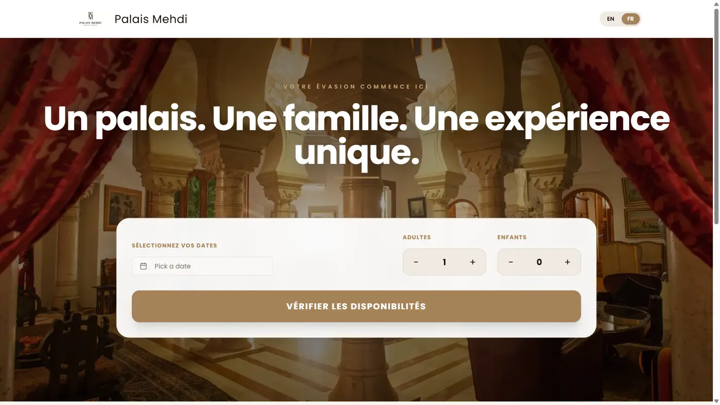Palais Mehdi, capture du site en ligne