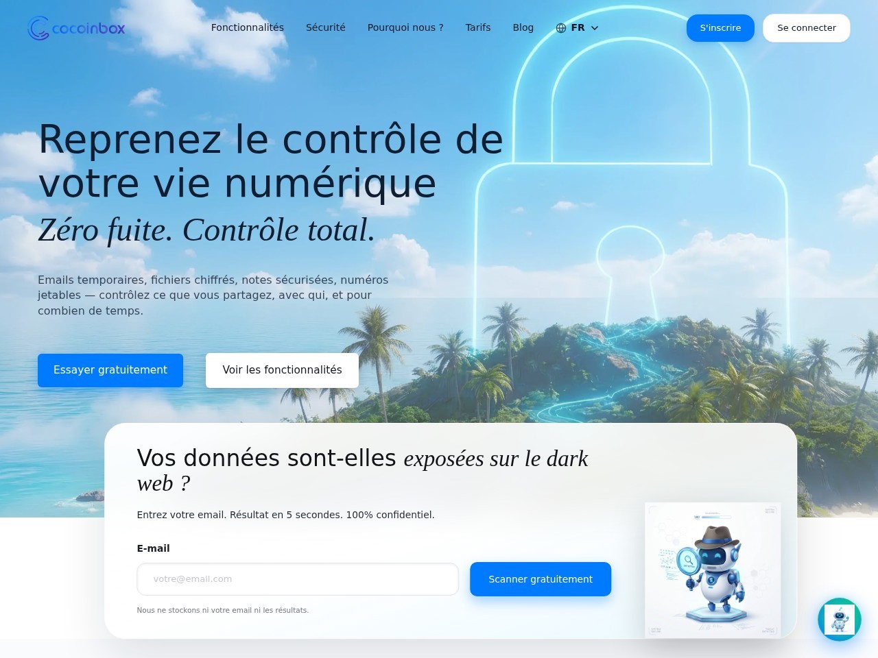 Coco Inbox, capture du site en ligne
