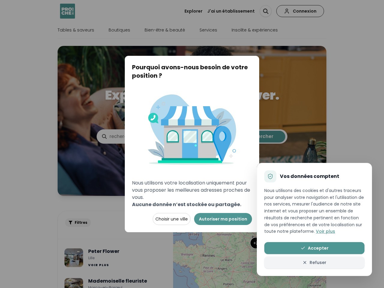 Proche de moi, capture du site en ligne